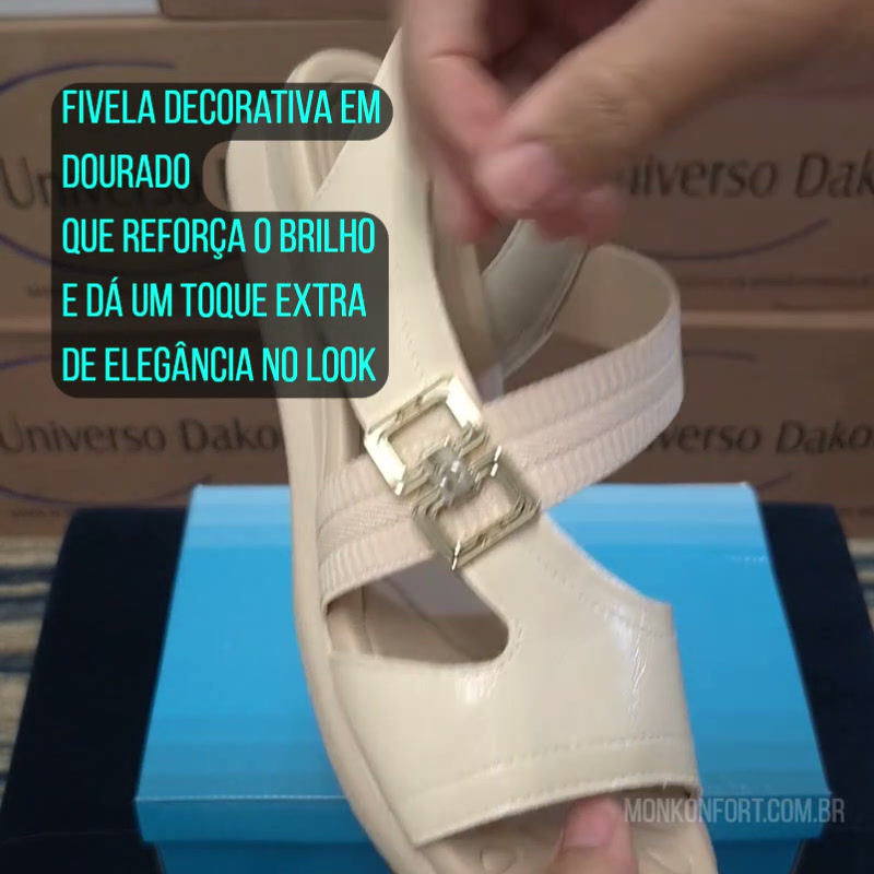 o video mostra estrutura e beneficios da sandalia feminina confortável Campesí Fluxo baunilha