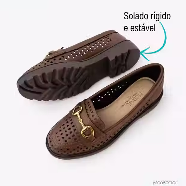 O solado tratorado do mocassim feminino Ultracomfy Brisa Café garante estabilidade para ficar longas horas em movimento.