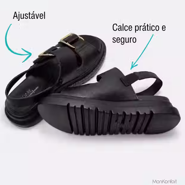 O elástico na tira do calcanhar na sandália Modare Presença Preta oferece ajuste e adaptação personalizada aos pés..