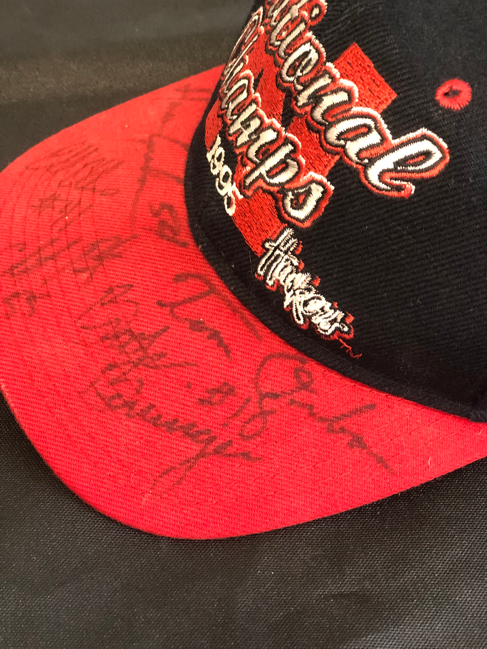 Thumbnail: Signed 1995 Nebraska Football National Champion Hat w/Berringer & Osborne