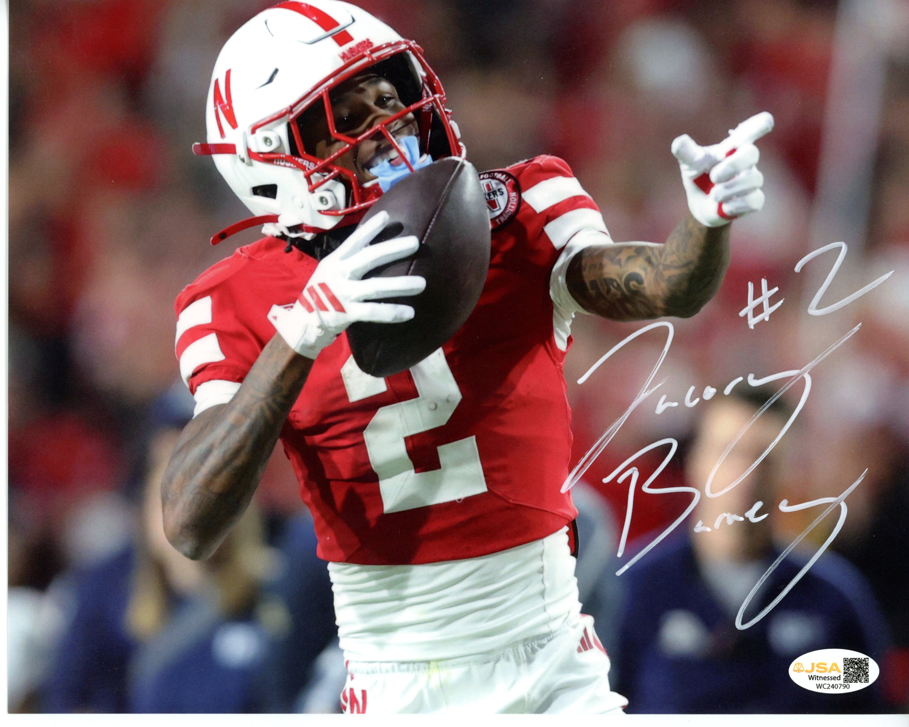 Jacory Barney Jr Autographed 8x10 with Full Signature JSA Authenticated