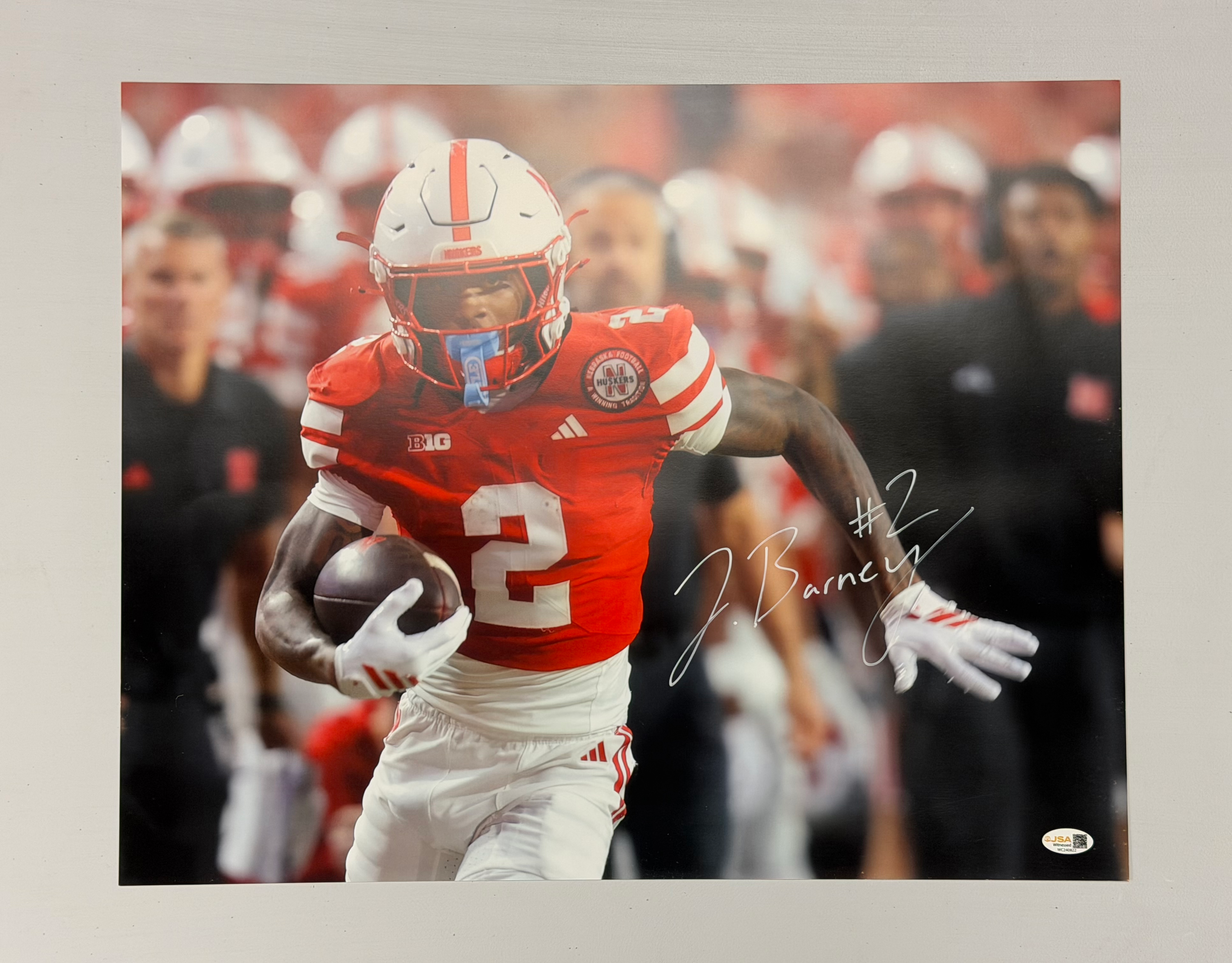 Jacory Barney Jr Autographed 16x20 JSA Authenticated