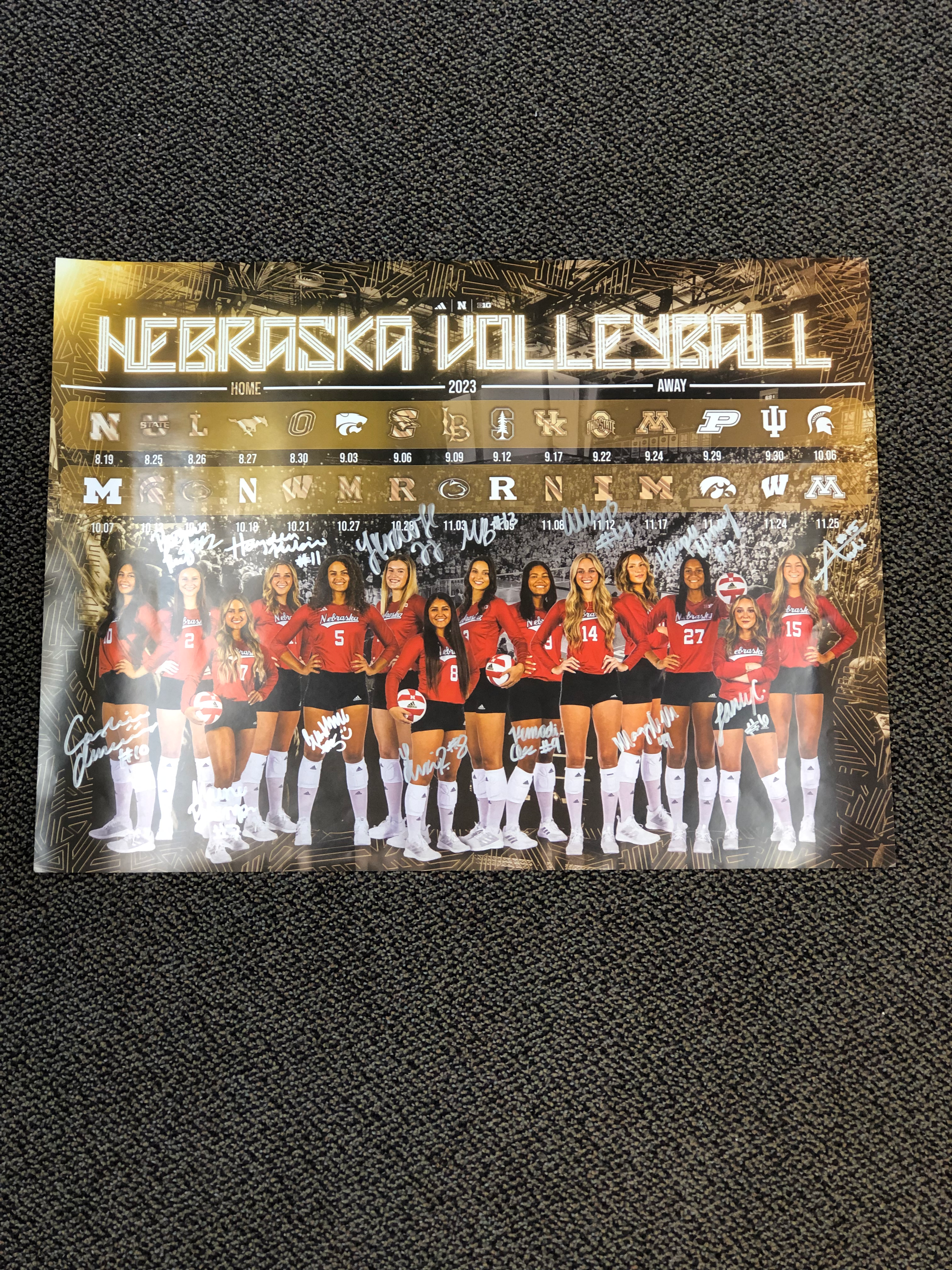 2023 Nebraska Volleyball Team Autographed Schedule Poster