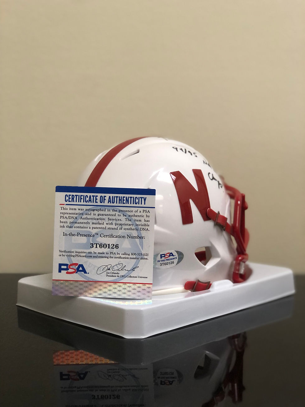 Thumbnail: Tommie Frazier Autographed NE Mini Helmet Inscribed "94/95 Nat. Champ!" PSA