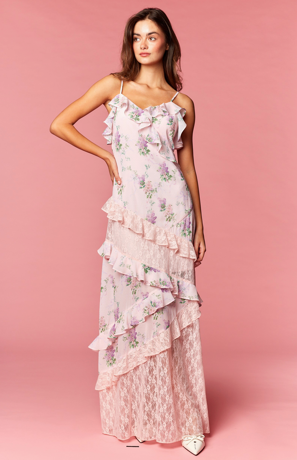 Aurora Garden Tea Party Floral Lace Maxi Dress