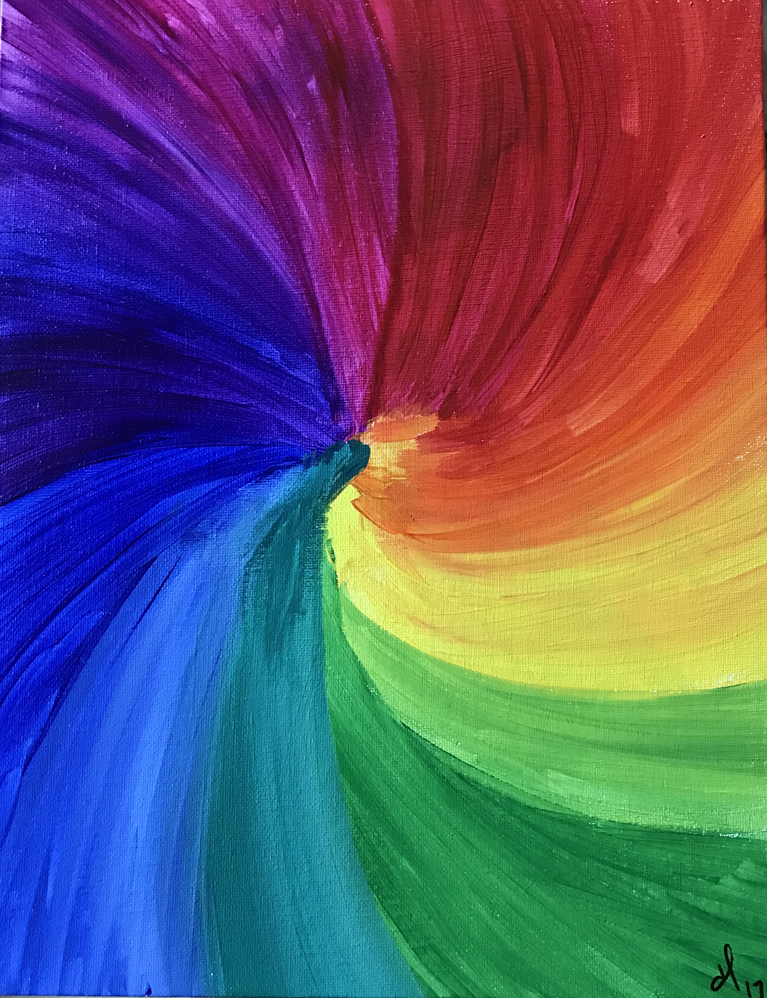 Rainbow Swirls (Trolls) w/Initial, This comes as a blank canvas with no instructions and primary col