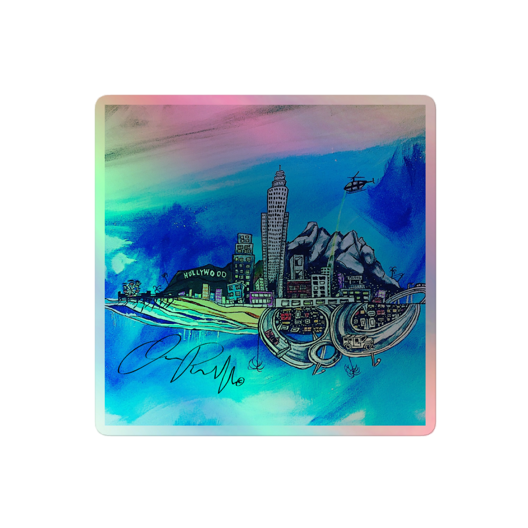 LOST ANGELES II - Holographic Sticker 4"x 4"