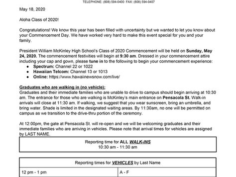 Commencement Information