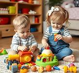 boy and girl playing toys