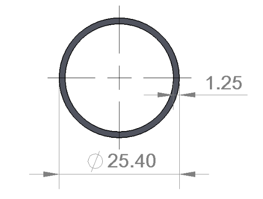 AISI 1020 TUBE _ OD 25.4 X 1.25 MM ( 1 METER )