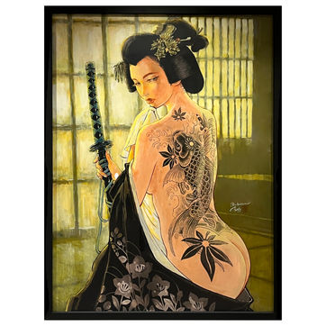 Shinichiro Natsusaka, Onna Bugeisha.
Technique mixte sur papier. 
Signé et daté en bas à droite.
Dimensions :160 x 120 cm. 