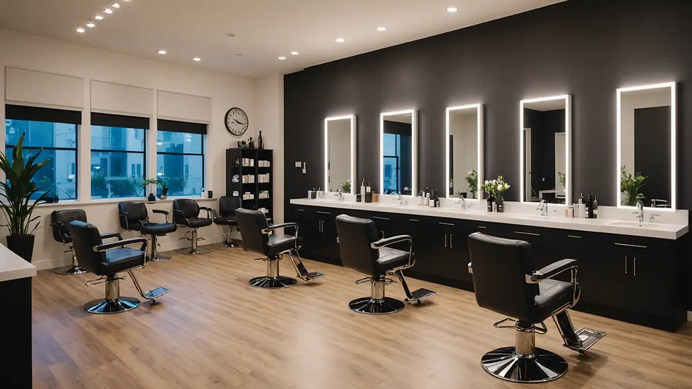 Eye-level view of a modern salon interior showcasing an inviting atmosphere