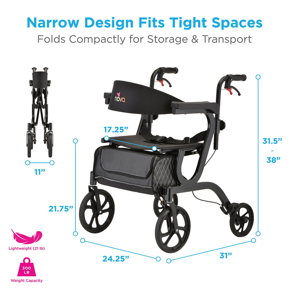 Thumbnail: Gemini 2 in 1 Rollator Transport Chair Black