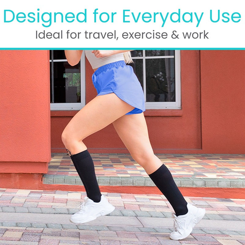 Miniatura: Zippered Knee High Compression Stockings 20-30mmHg
