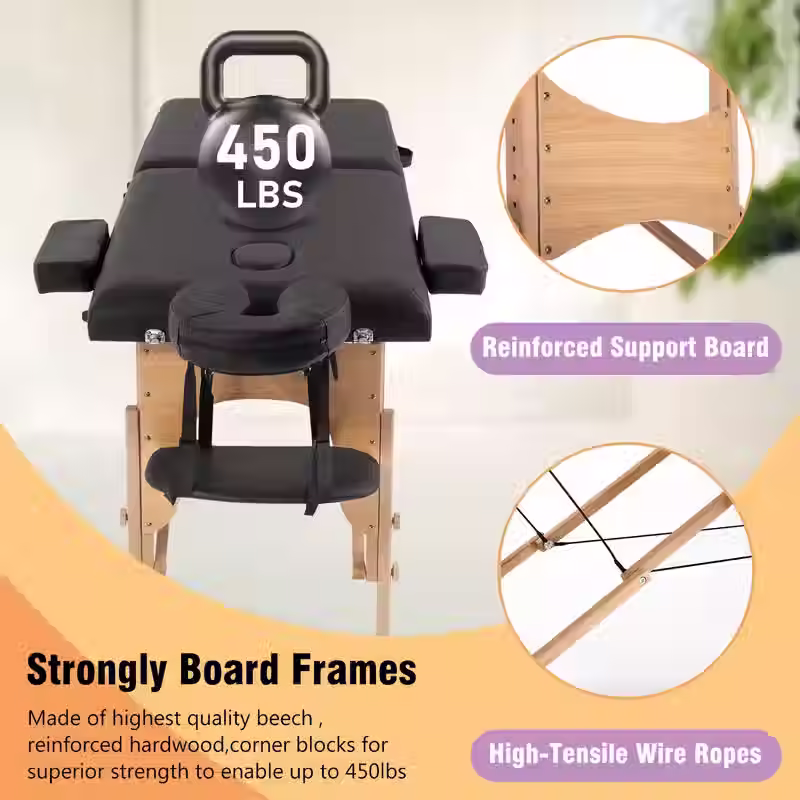 Miniatura: 2 Fold Portable Adjustable Massage Table with Bag