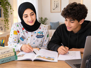 Rima from Simone’s Tutoring providing personalised Arabic tutoring to a secondary school student during an in-home lesson.