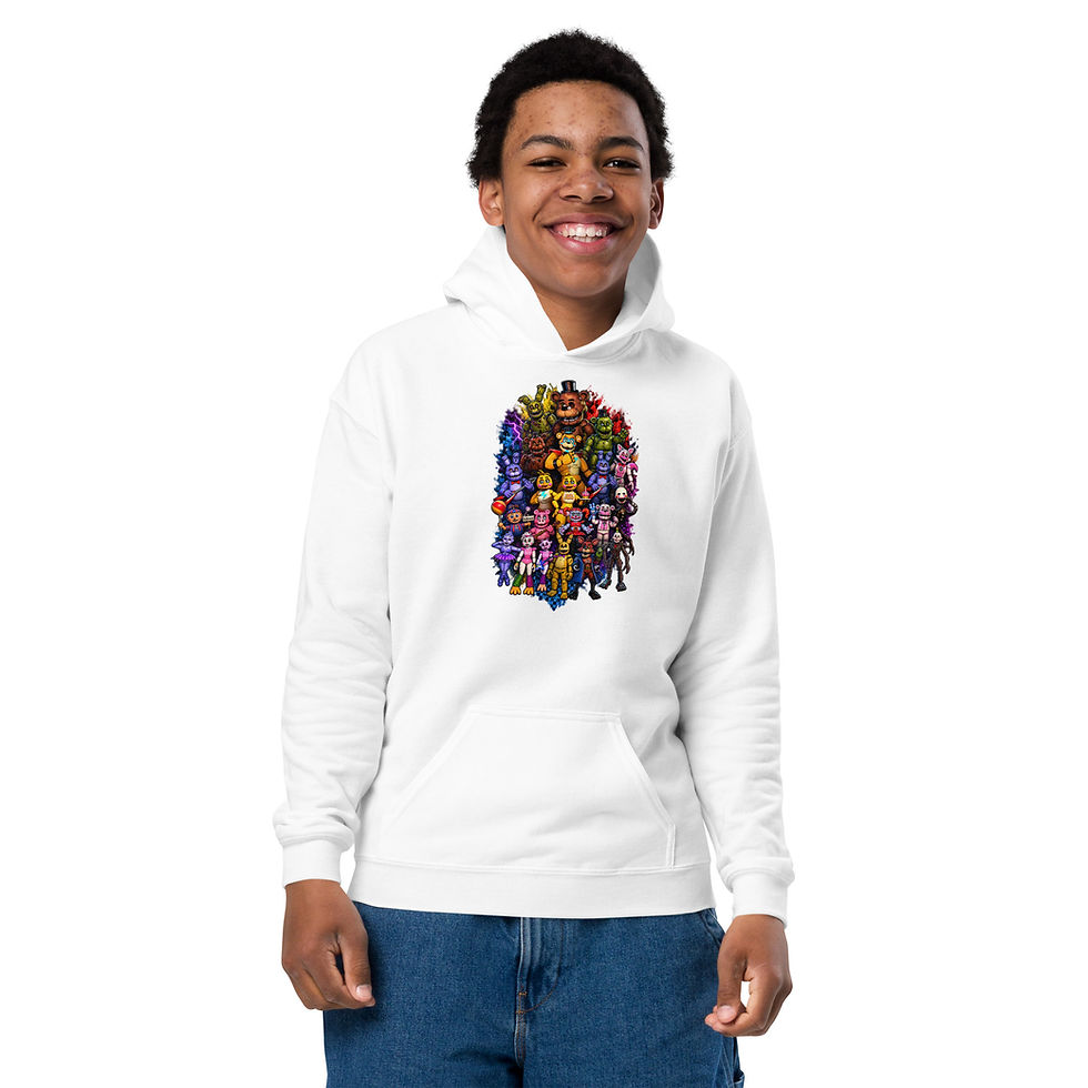 Küçük resim: FNAF Characters Youth Heavy Blend Hoodie | Gildan 18500B
