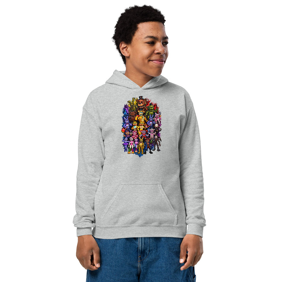 Küçük resim: FNAF Characters Youth Heavy Blend Hoodie | Gildan 18500B