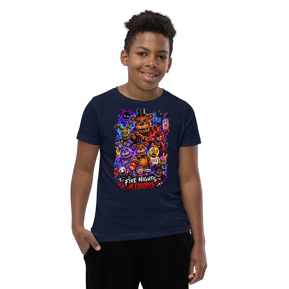 Küçük resim: FNAF Characters Youth Staple Tee | Bella + Canvas 3001Y