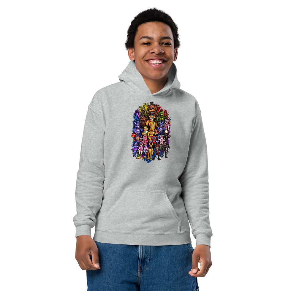 Küçük resim: FNAF Characters Youth Heavy Blend Hoodie | Gildan 18500B