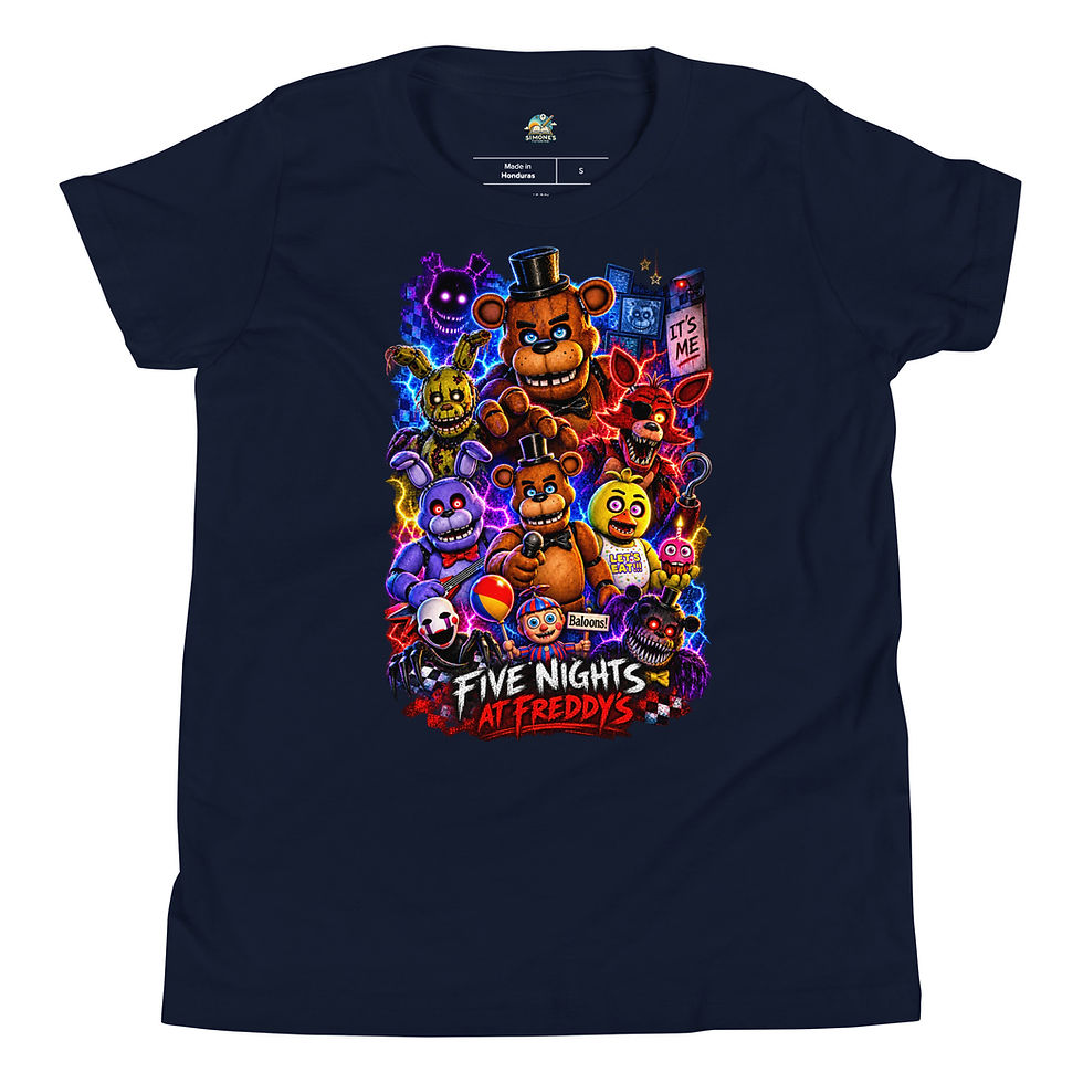 Küçük resim: FNAF Characters Youth Staple Tee | Bella + Canvas 3001Y