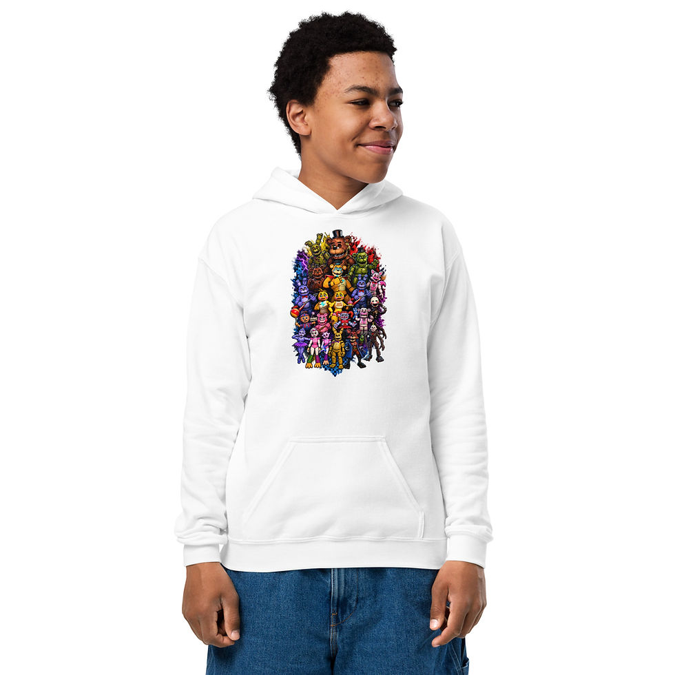 Küçük resim: FNAF Characters Youth Heavy Blend Hoodie | Gildan 18500B