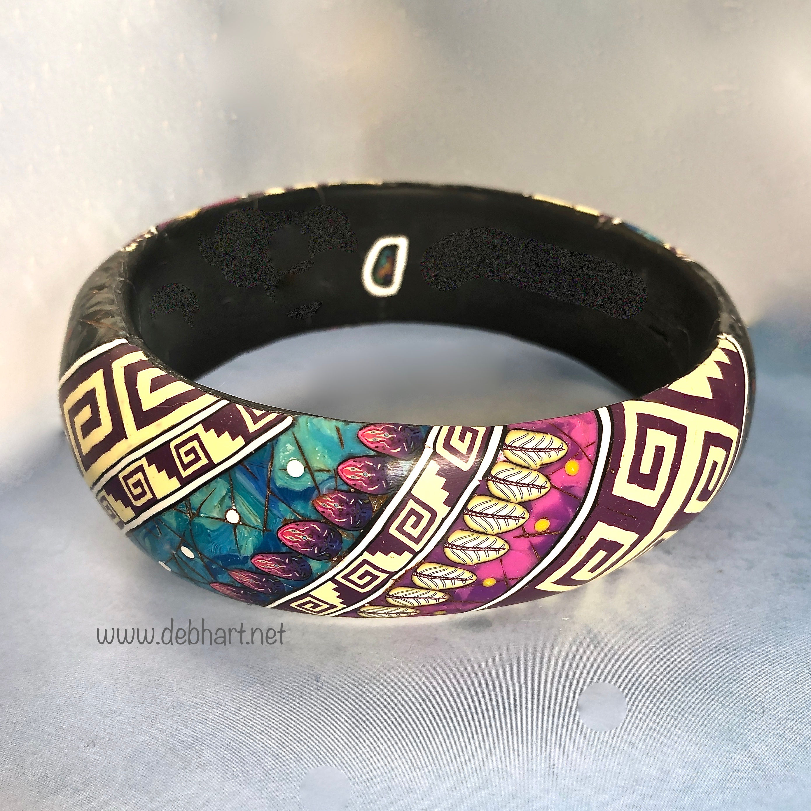 Turquoise/Marble/Sodalite Border Striped Bangle