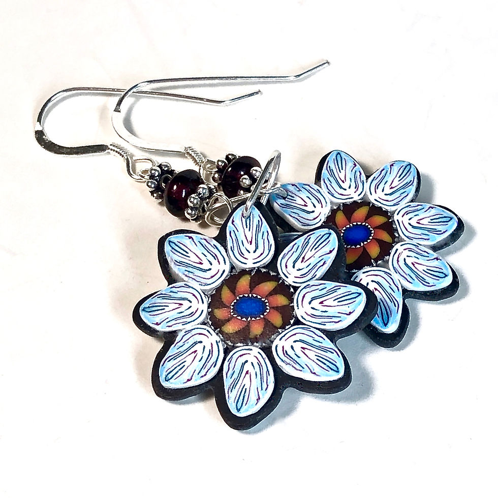 Thumbnail: Flower Power Earrings - Floral/LtBlue