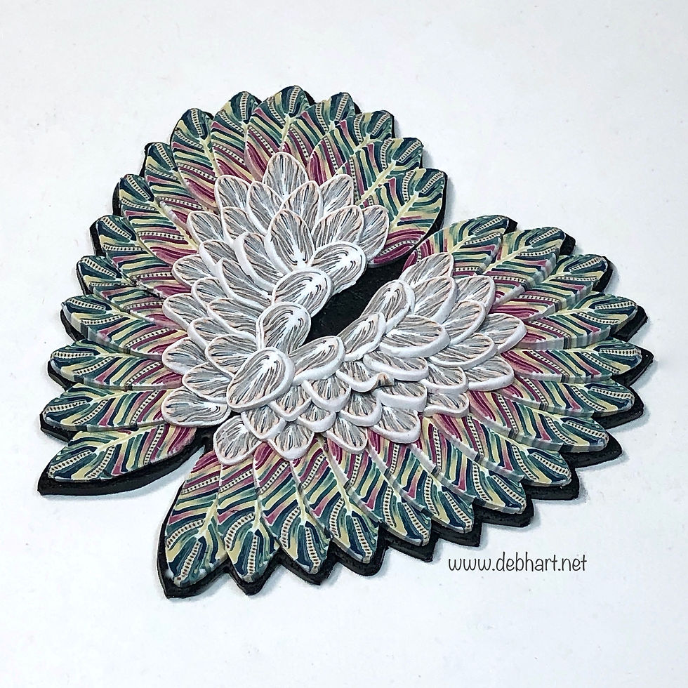 Angel Wing pin - teal/merlot/white
