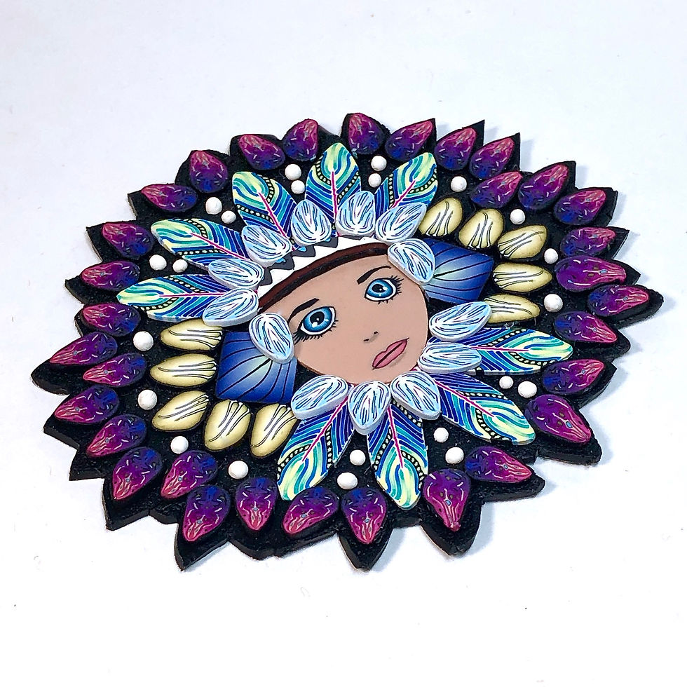 Thumbnail: Small Nature Goddess pin/pendant - blue/magenta 