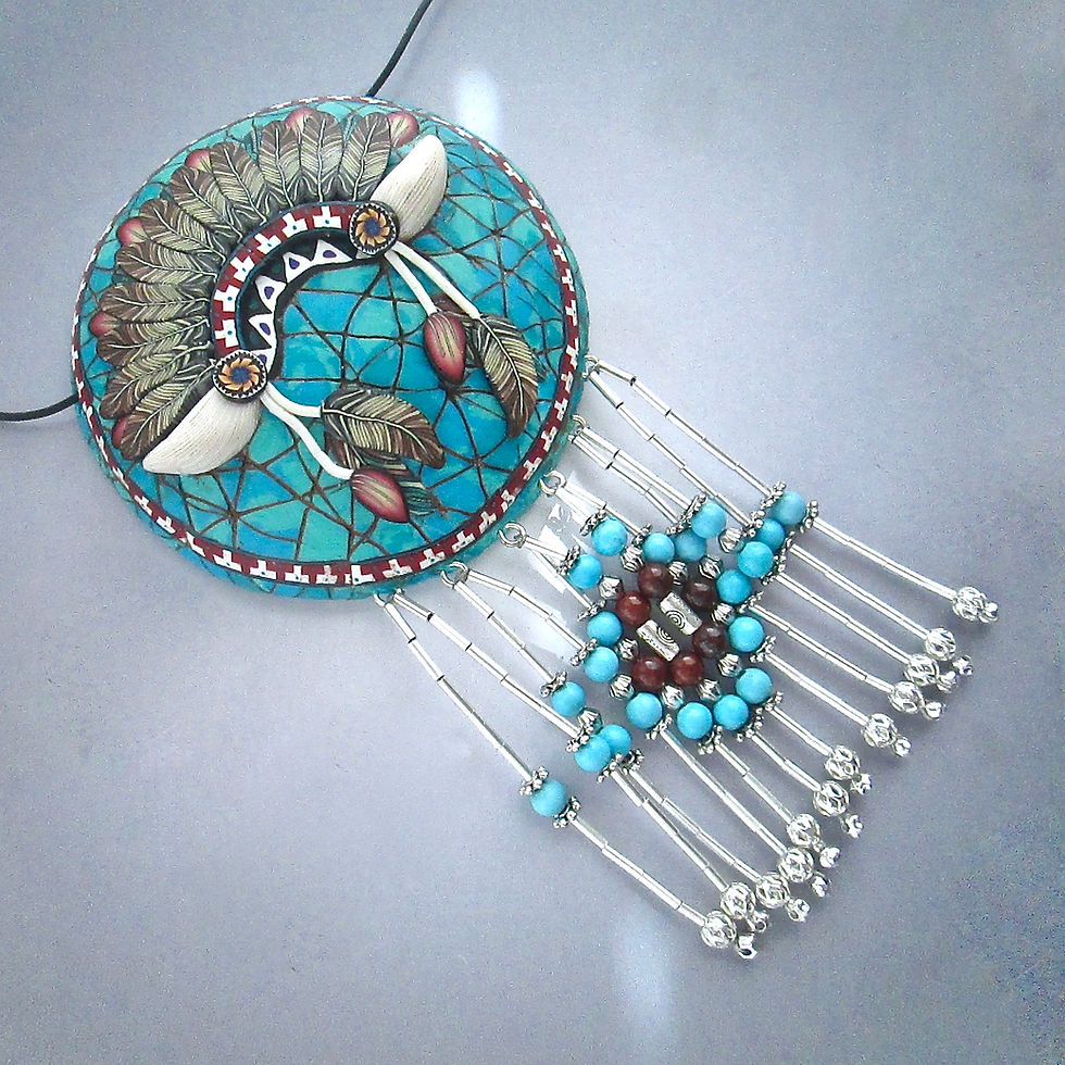 Headdress Pendant with liquid silver