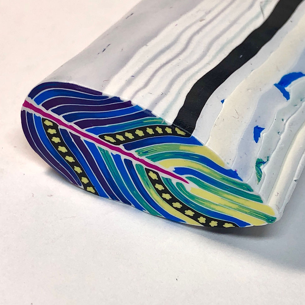 Thumbnail: Purple/Turquoise/Yellow Embellished Feather Cane