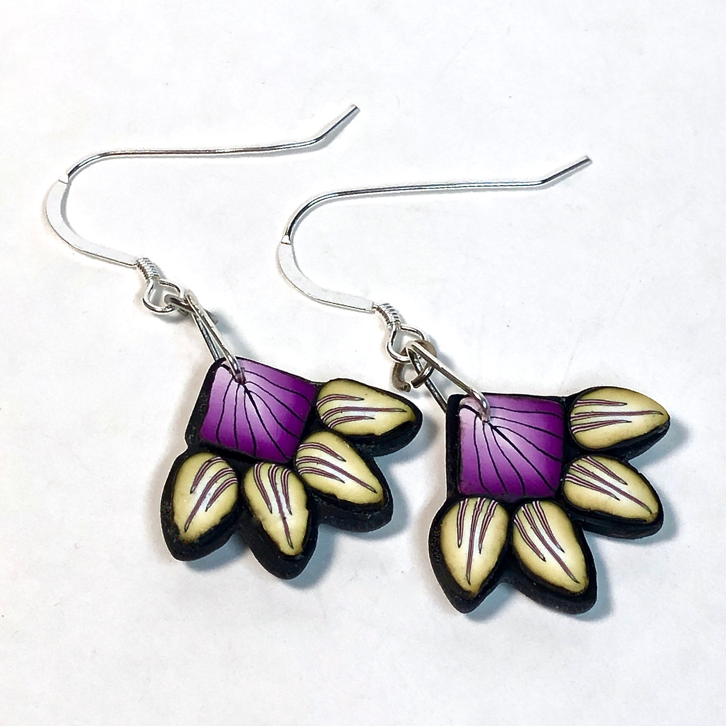 Squash Blossom Earrings - Purple/Yellow Style 3