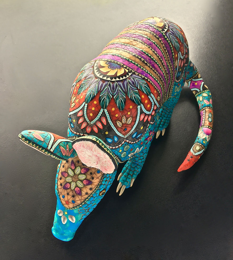Caned Armadillo Sculpture