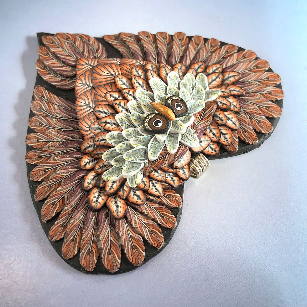 Large Owl Heart Pendant - Orange/Cranberry