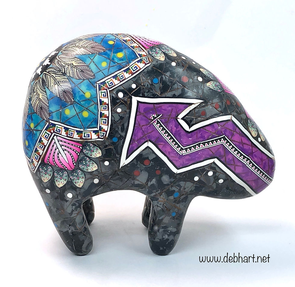 Thumbnail: Small Heartline Bear - Black Marble/Sodalite/Turquoise