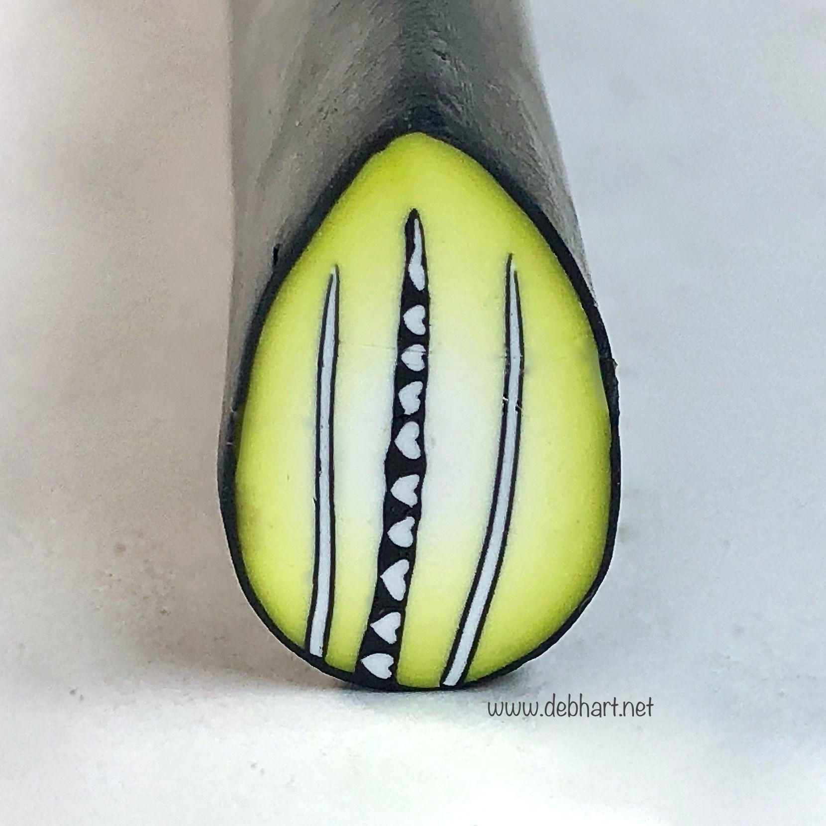 Yellow Green/White Embellished Petal Cane