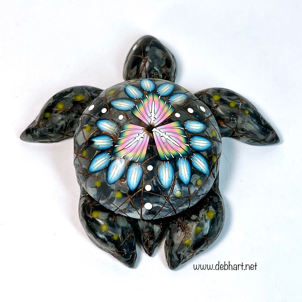 Thumbnail: Small Black Marble Mandala Sea Turtle Box