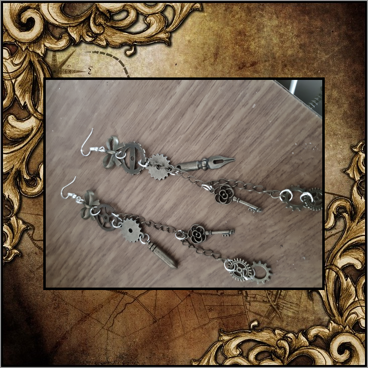 Miniature : Boucle d'Oreille Steampunk Vintage Punk Ethnique Cosplay Unique Engrenage Mécani