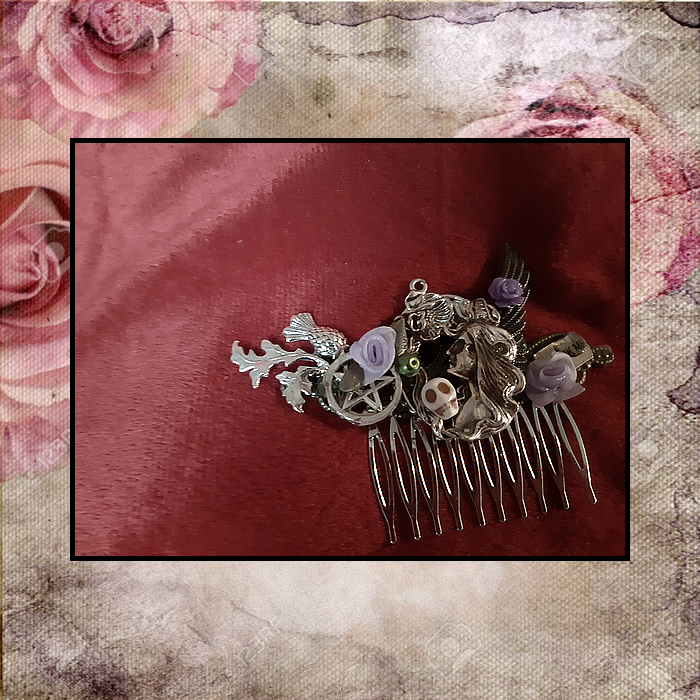 Miniature : Barrette Peigne Rose Fée Arbre Nature Ethnique Vintage Steampunk Gothique Médiév