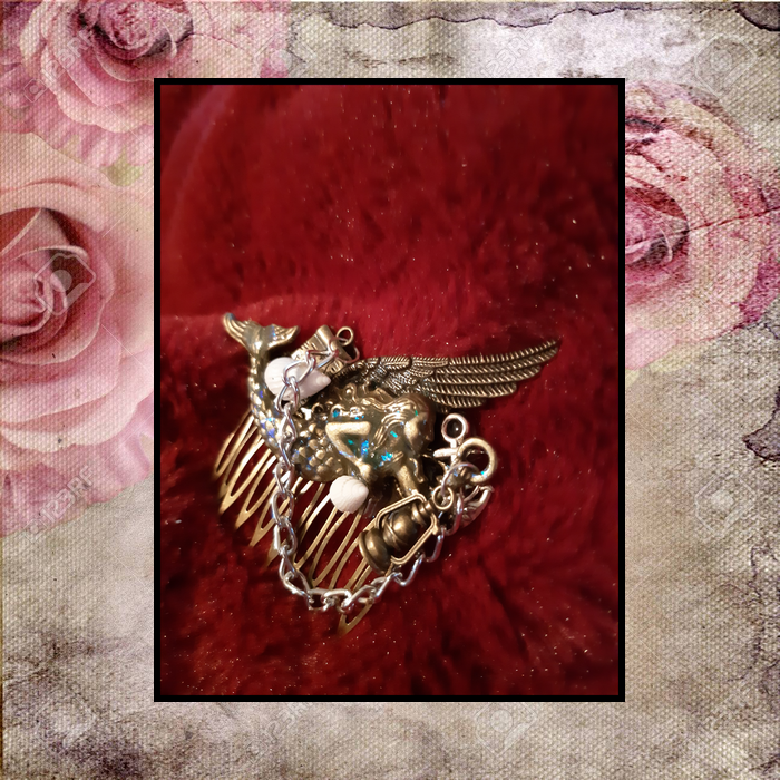 Miniature : Barrette Peigne Fantastique Féerique Unique Pince Cheveu Coiffure Sirène Navire