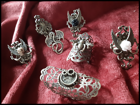 Miniature : Bague Ethnique Vintage Steampunk Gothique Médiéval punk Unique Fleur Dragon