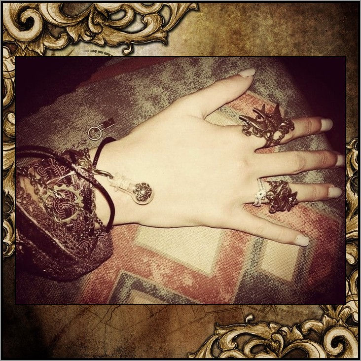 Miniature : Ras de Cou Collier Bracelet Manchette Tissus Fiole Flacon Engrenage