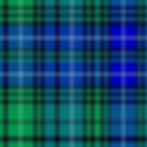 create traditional blue and green tartan as the background - in light shades so black tex
