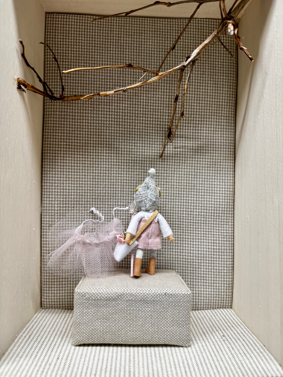 Thumbnail: Extra small ballerina style needle felted mouse. 