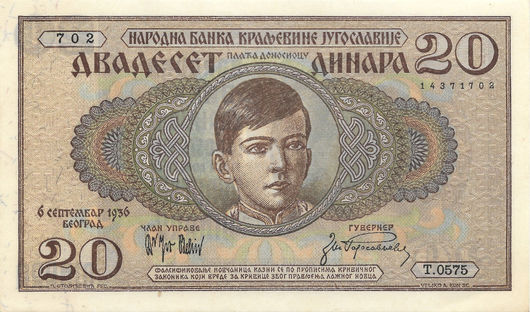 20 Dinara – 1936 – Iugoslávia