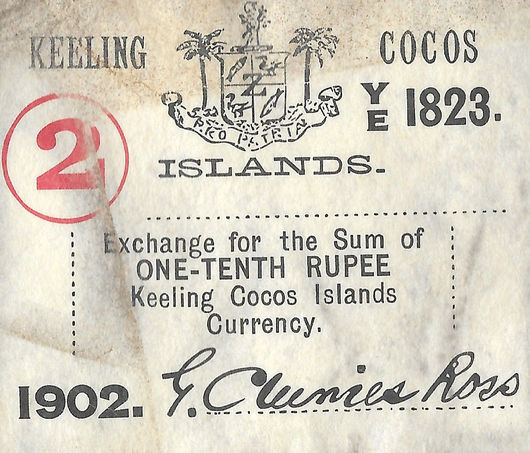 2 (ou 1/10) Rupees – 1902 – Keeling Cocos Islands