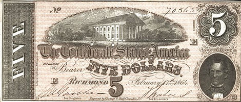 5 e 10 Dollars – 1864 – Estados Confederados da América