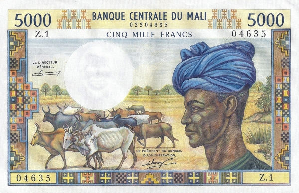 100/1.000/5.000 Francs – 1970-1984 – Mali
