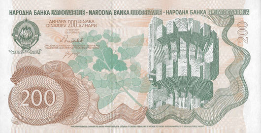 200 Dinara – 1990 – Iugoslávia